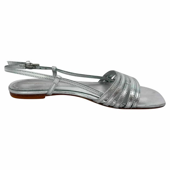 Reformation Millie Lattice platta sandaler i silverfärgat läder - Image 1