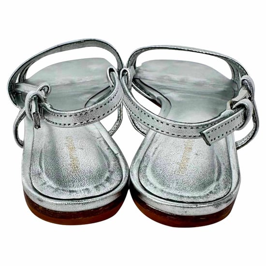 Reformation Millie Lattice platta sandaler i silverfärgat läder - Image 6