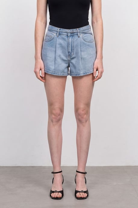 High-Waist Belted Denim Shorts - Image 3