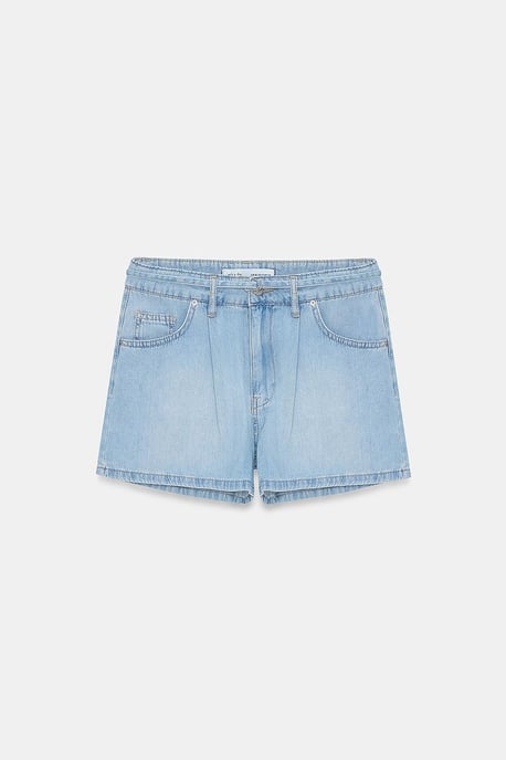 High-Waist Belted Denim Shorts - Image 5