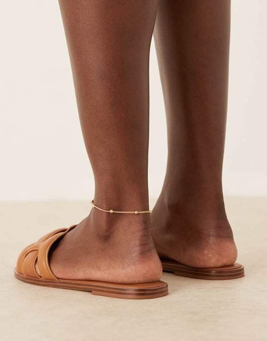 ALDO Elenaa vadderade platta sandaler i tan läder - Image 4