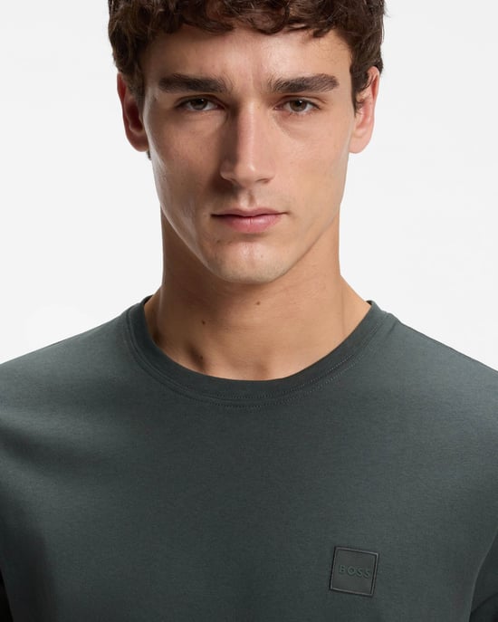 Regular Fit Short Sleeve Logo Detail T-Shirt in Charcoal - Image 3