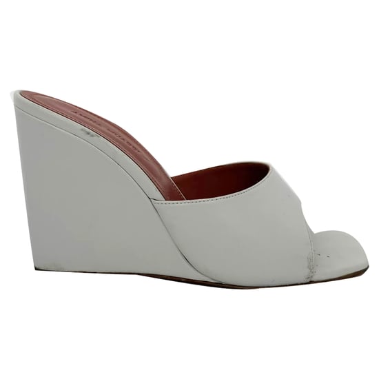 Amina Muaddi Lupita Wedge in White Nappa Leather - Image 1