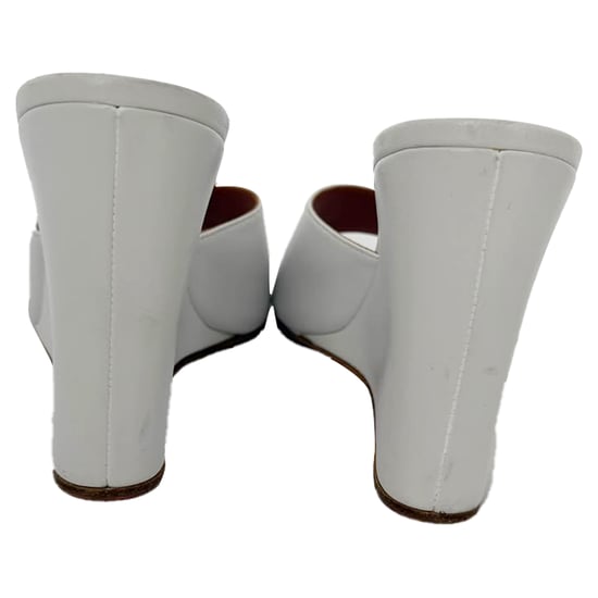 Amina Muaddi Lupita Wedge in White Nappa Leather - Image 3