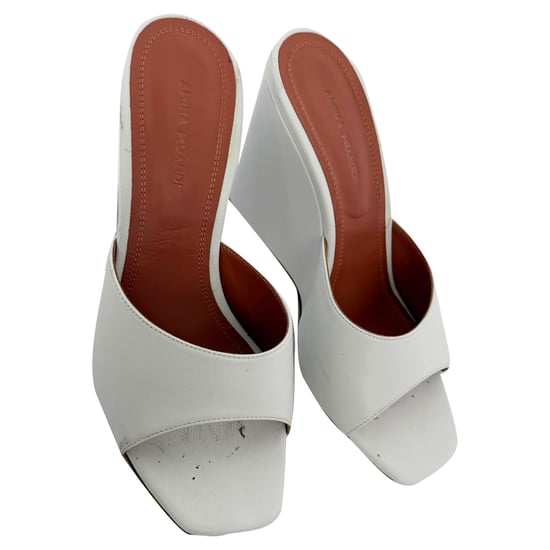 Amina Muaddi Lupita Wedge in White Nappa Leather - Image 5