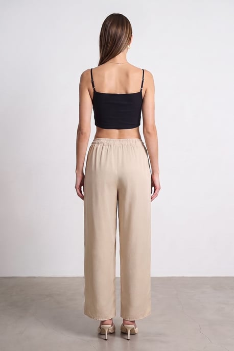 Women's Tencel Wide-Leg Crepe Trousers With Slit - Image 2