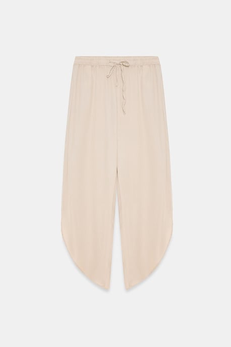 Women's Tencel Wide-Leg Crepe Trousers With Slit - Image 5