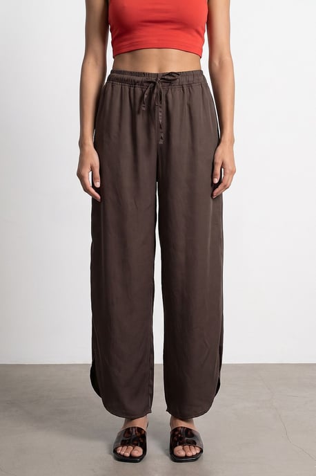 Vrouwen Tencel Wijde Pijpen Crepe Broek met Splits - Image 3