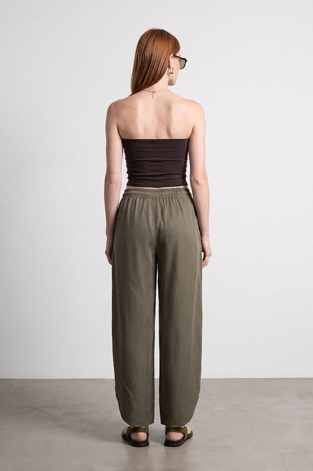 Vrouwen Tencel Wijde Pijpen Crepe Broek Met Split - Image 2