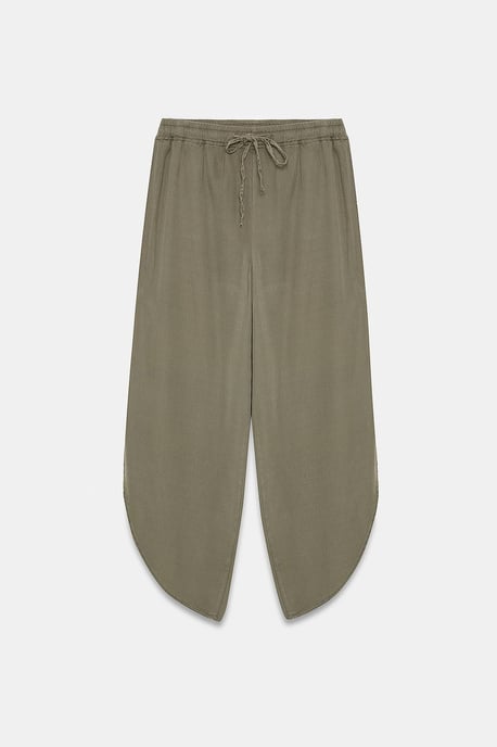Vrouwen Tencel Wijde Pijpen Crepe Broek Met Split - Image 5
