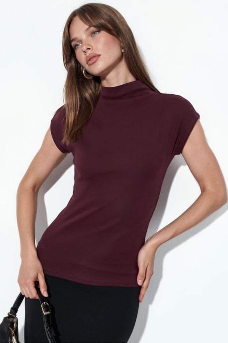 Aansluitende Mock Neck Kapmouw Gebreide Blouse - Image 1