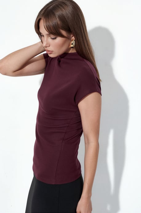 Aansluitende Mock Neck Kapmouw Gebreide Blouse - Image 2