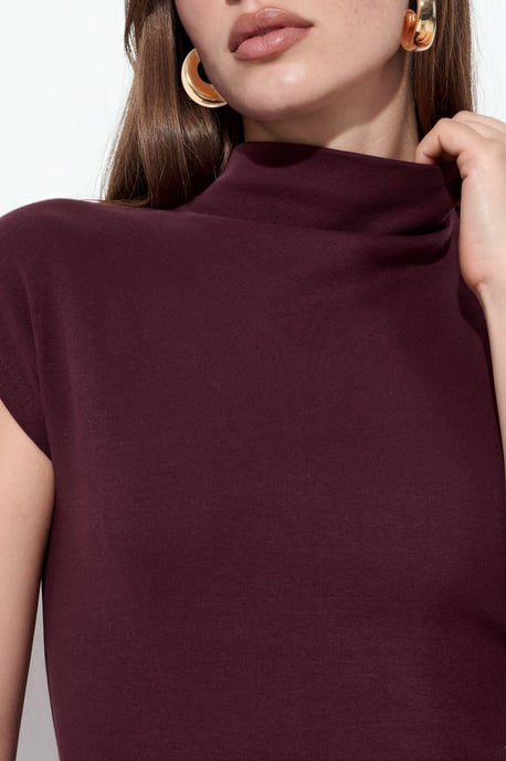 Aansluitende Mock Neck Kapmouw Gebreide Blouse - Image 4