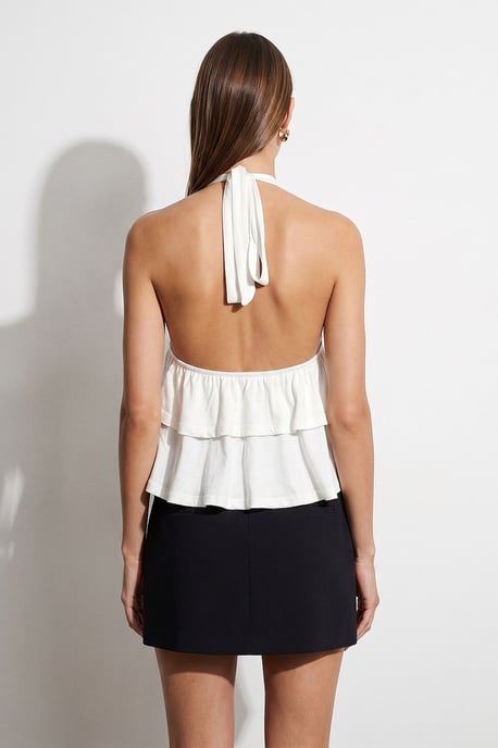 Halterneck Poplin Blouse With Ruffle Detail - Image 2