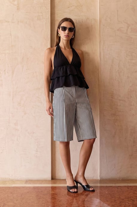 Halterneck Poplin Blouse With Ruffle Detail - Image 2