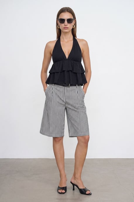 Halterneck Poplin Blouse With Ruffle Detail - Image 5