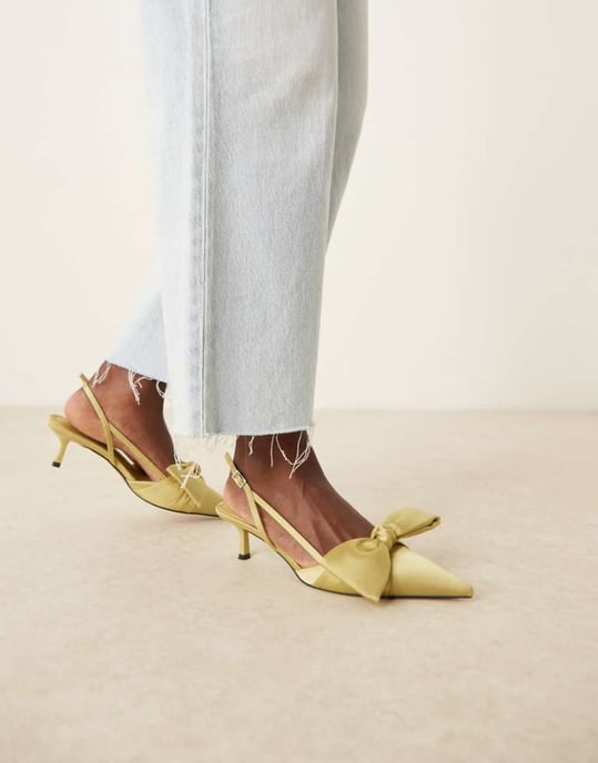 ASOS DESIGN Sunshine kitten heel slingback skor i grön - Image 1