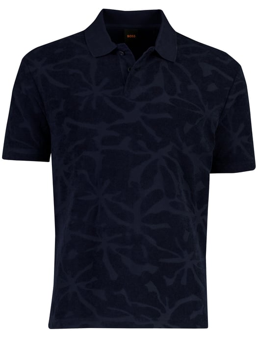 Poloshirt BOSS Orange donkerblauw met structuur - Image 1
