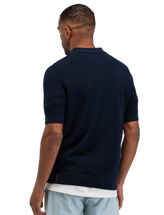 Poloshirt Butcher of Blue donkerblauw korte mouw structuur - Image 2
