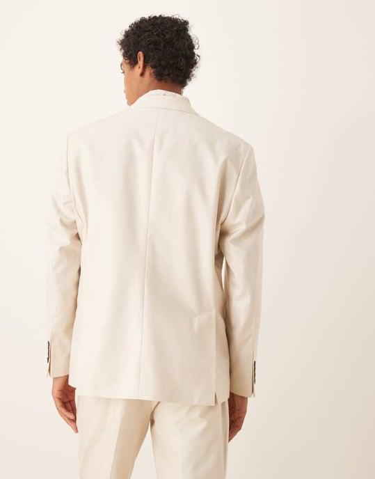 Utvald Ascot regular fit blazer i krämfärg - Image 3
