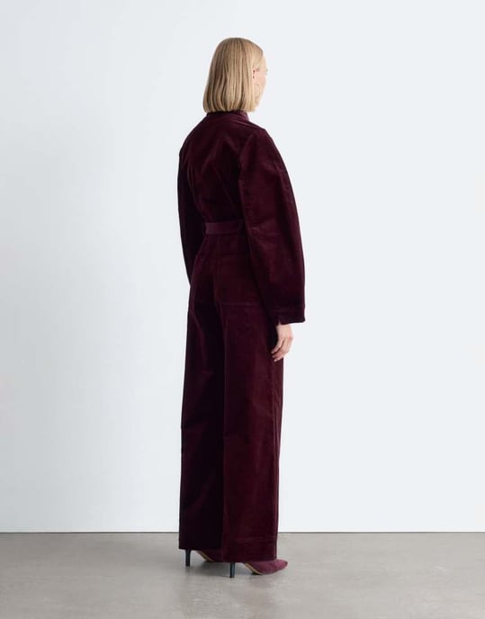 & Other Stories belted corduroy jumpsuit in burgundy - Image 2