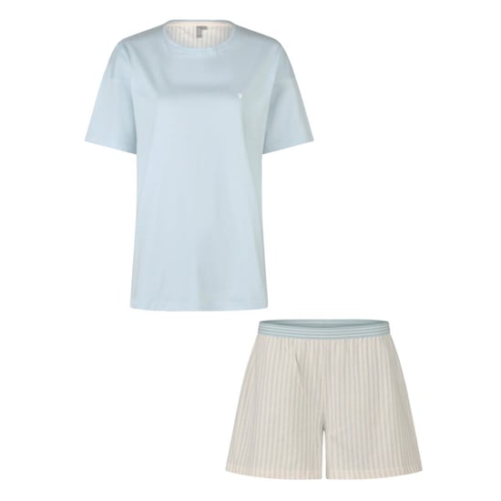 By Louise Dames korte pyjama set shortama lichtblauw/off-white gestreept - Image 1