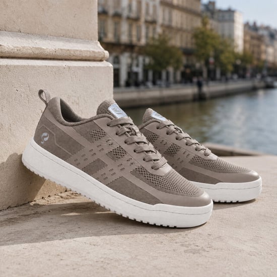 Q1905 Sneaker marken taupe/ wit - Image 6