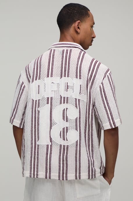 Oversized Boxy Crotchet Number Applique Shirt - Image 1