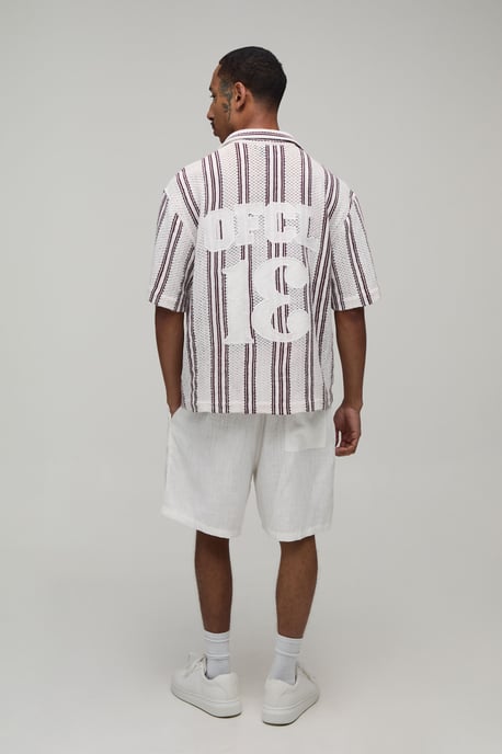 Oversized Boxy Crotchet Number Applique Shirt - Image 2