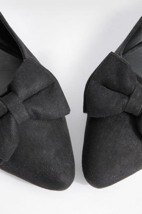 Wide Fit Faux Suede Bow Detail Pointed Flats - Image 5