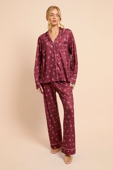 Cherry Long Sleeve Jersey Pyjama Set - Image 1