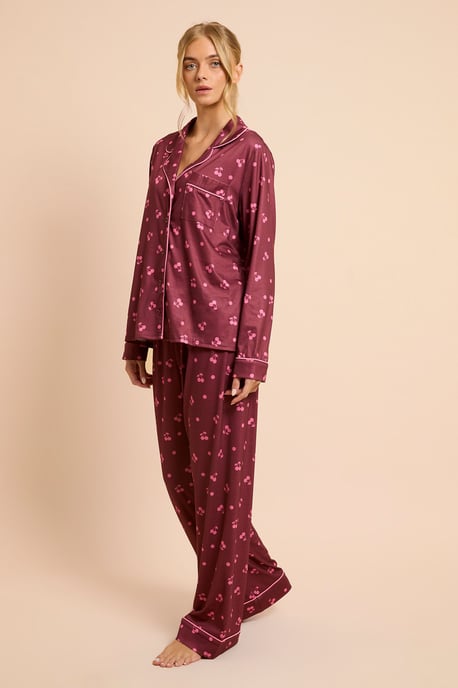 Cherry Long Sleeve Jersey Pyjama Set - Image 2