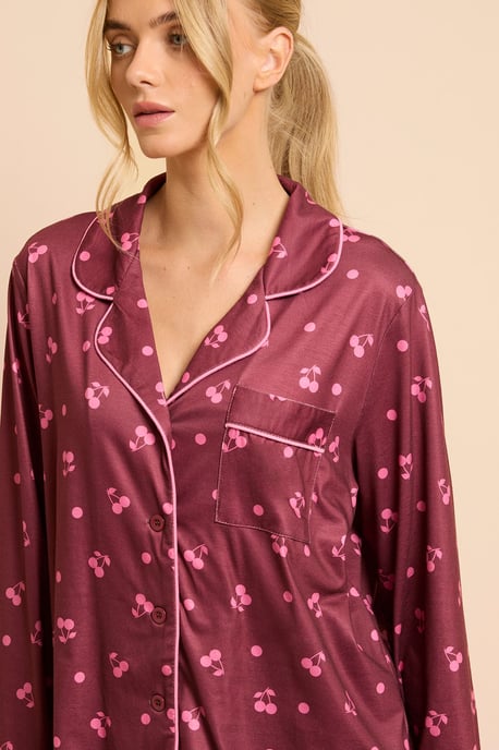 Cherry Long Sleeve Jersey Pyjama Set - Image 4