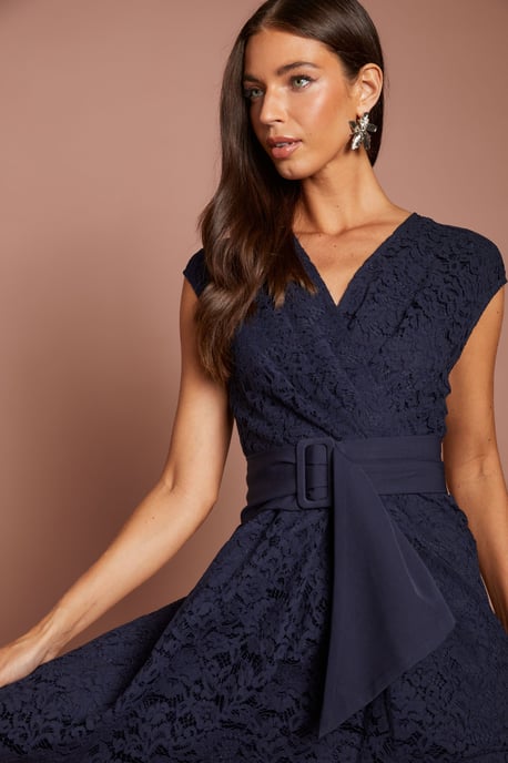 Belted Lace Midi Dress - Image 2