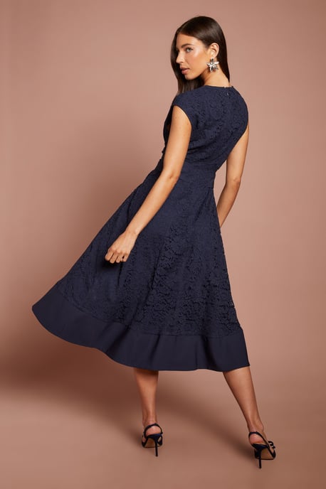 Belted Lace Midi Dress - Image 3