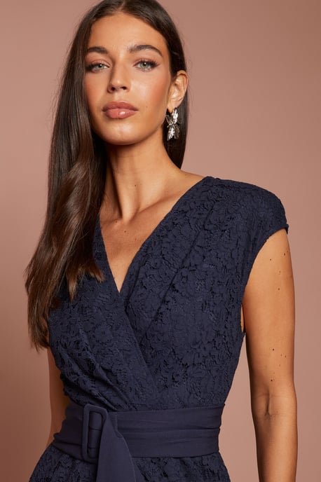Belted Lace Midi Dress - Image 4