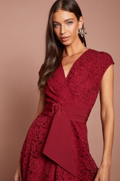 Belted Lace Midi Dress - Image 2