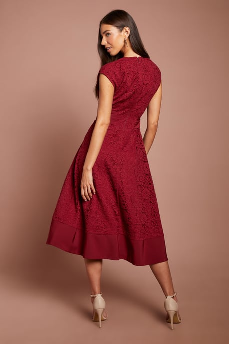 Belted Lace Midi Dress - Image 3