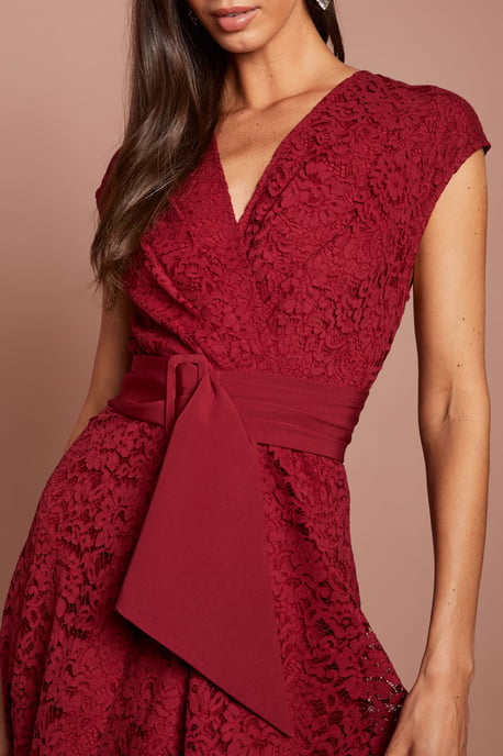 Belted Lace Midi Dress - Image 4