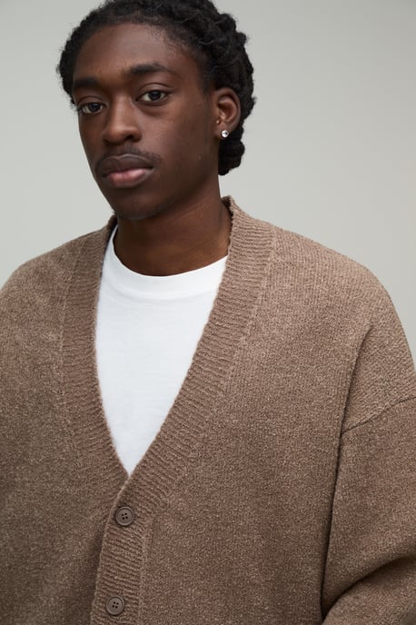 Relaxed Boxy Boucle Knitted Cardigan - Image 3