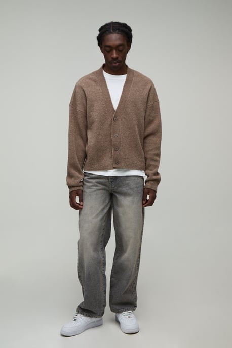 Relaxed Boxy Boucle Knitted Cardigan - Image 4