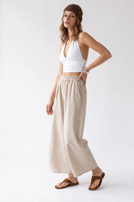 Wide-Leg Tencel Ankle-Length Trousers - Image 2