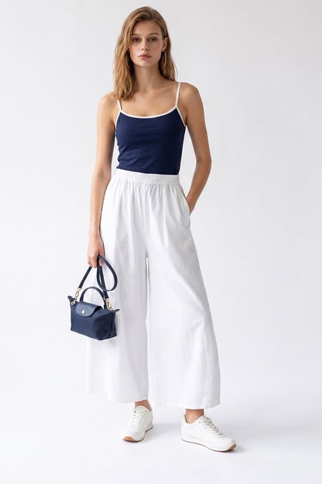 Wide-Leg Tencel Ankle-Length Trousers - Image 2