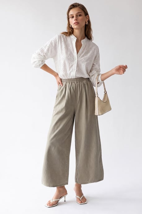 Wide-Leg Tencel Ankle-Length Trousers - Image 2