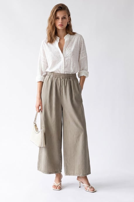 Wide-Leg Tencel Ankle-Length Trousers - Image 3