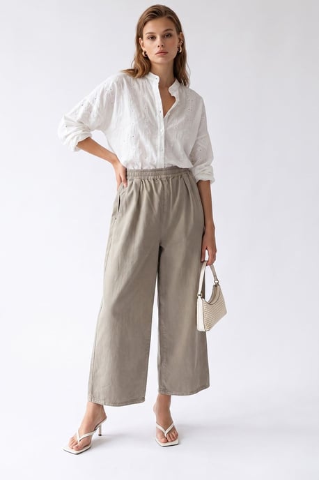 Wide-Leg Tencel Ankle-Length Trousers - Image 4