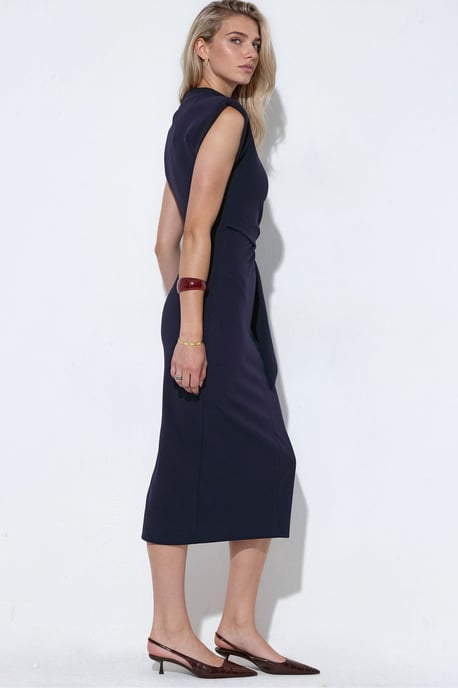 Sleeveless Fitted Midi Dress With Tie Detail - Image 2