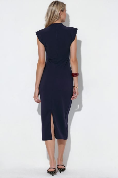 Sleeveless Fitted Midi Dress With Tie Detail - Image 3