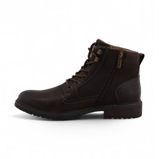 Mustang Men's Dark Brown Faux Leather Winter Lace-Up Ankle Boots - M0031006 - Image 3