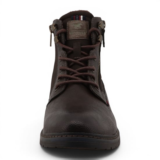 Mustang Men's Dark Brown Faux Leather Winter Lace-Up Ankle Boots - M0031006 - Image 5